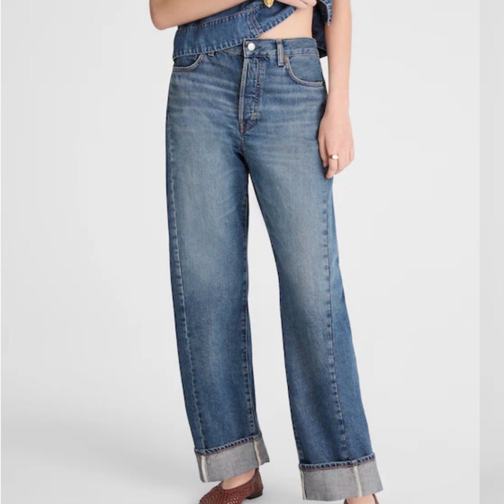 Madewell Pieced Barrel Leg Jeans Medium Wash Size 28 High Rise